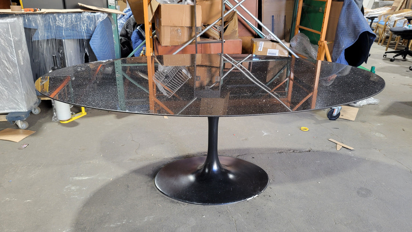 West Elm 6-ft Oval Tulip Dining Table with Black Stone Top