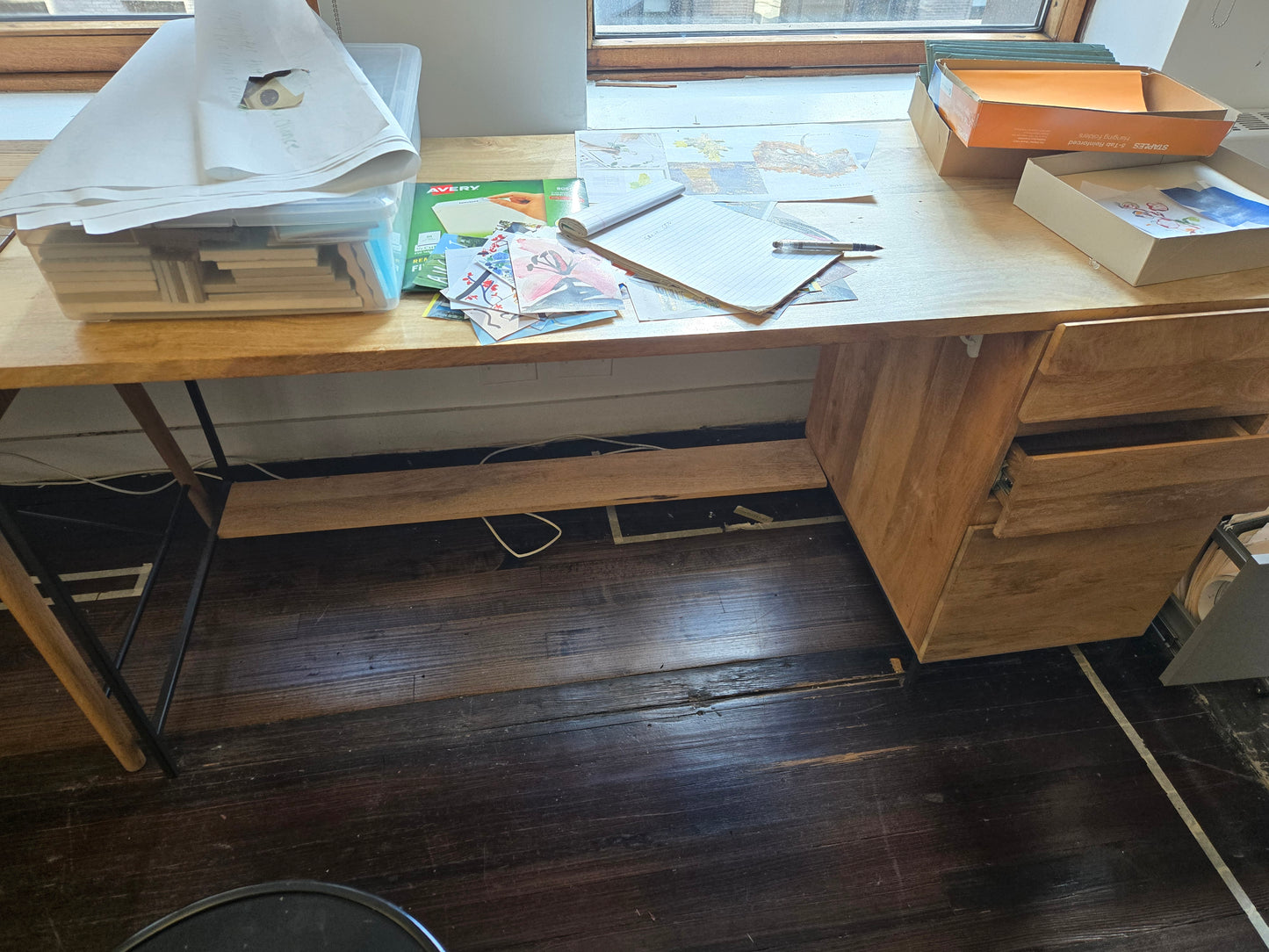 West Elm Industrial Modular 64-in Desk with File Cabinet