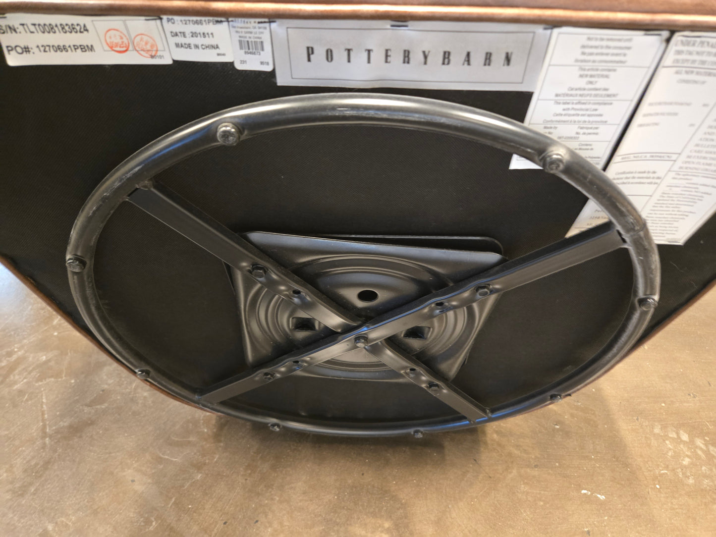 Pottery Barn Irving Leather Swivel Armchair