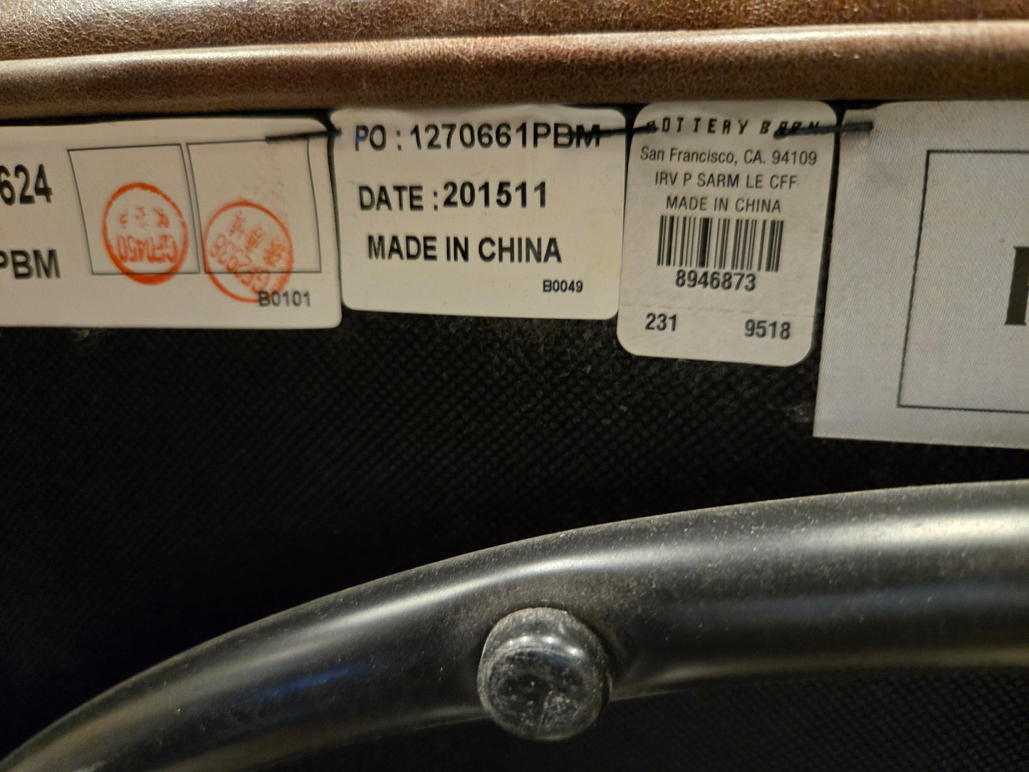 Pottery Barn Irving Leather Swivel Armchair