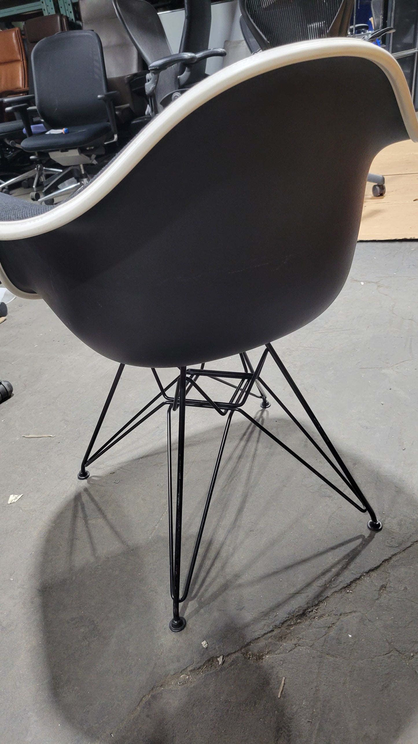 Herman Miller Eames Molded Armchair with Eiffel Legs in Black Fabric