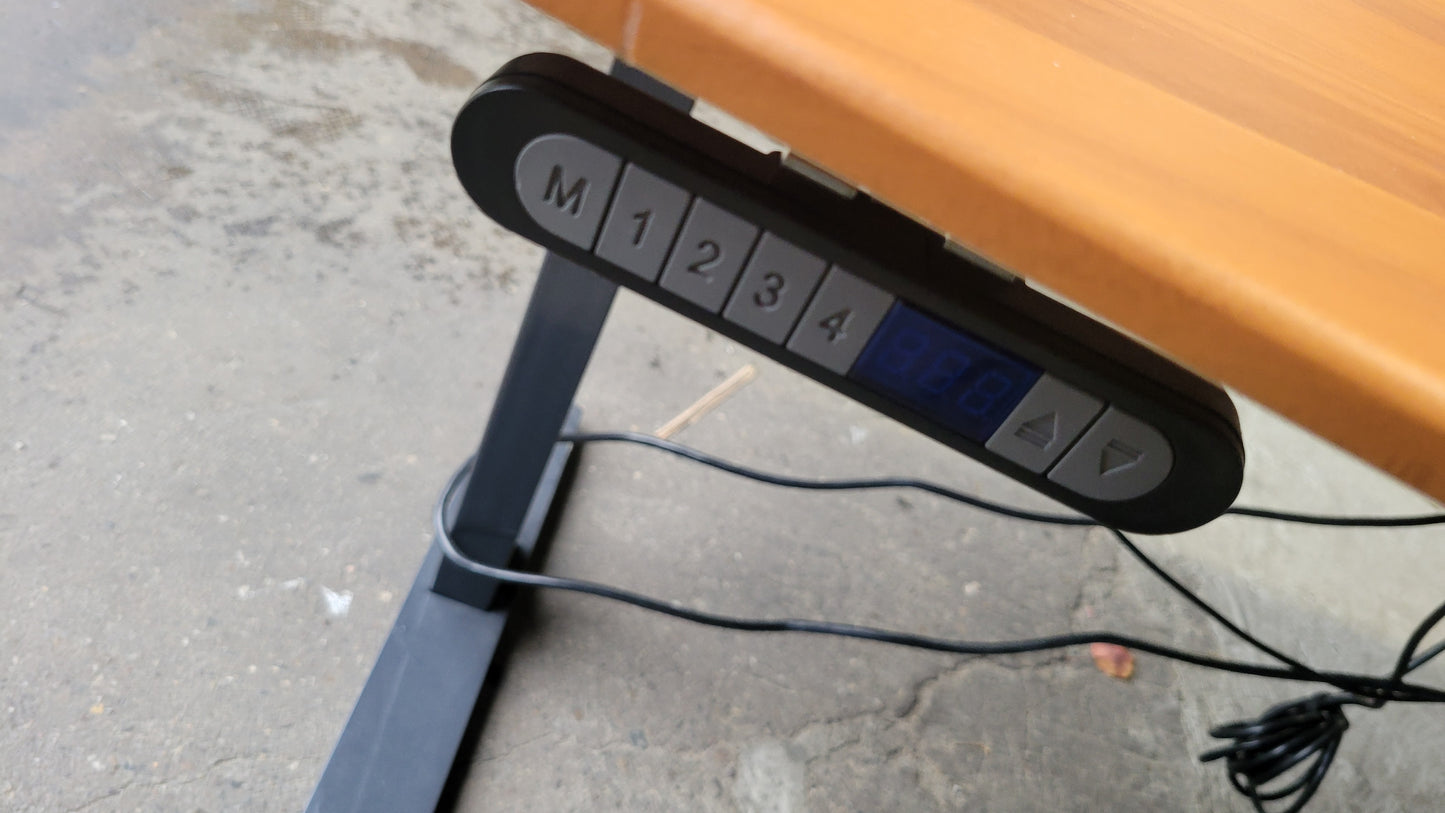 Height-Adjustable 6-ft Electric Standing Desk with Curved Cherry Top