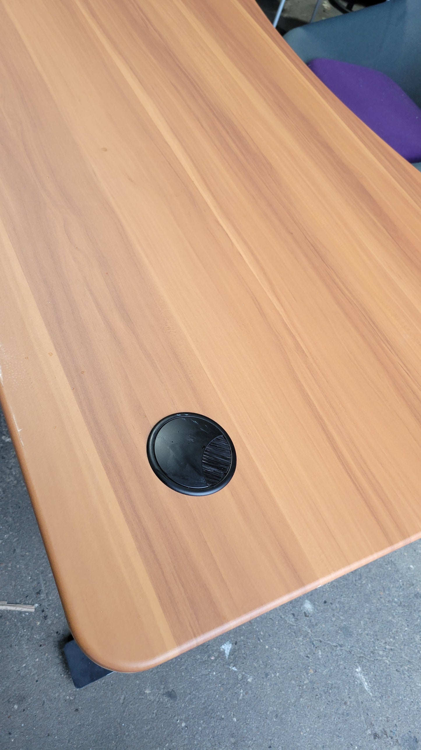 Height-Adjustable 6-ft Electric Standing Desk with Curved Cherry Top