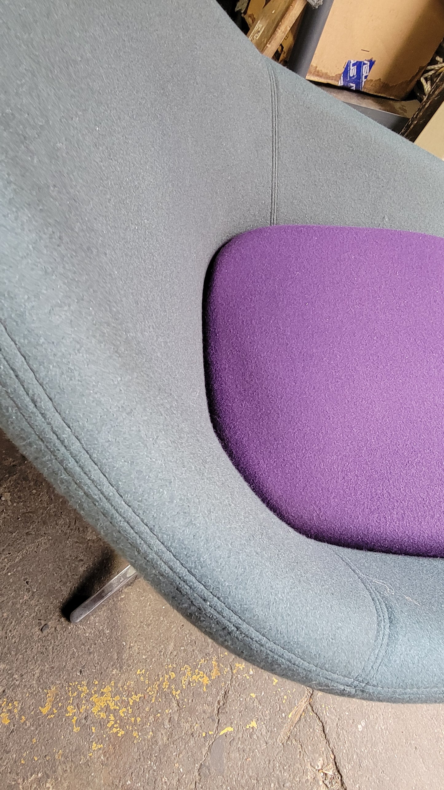 Allermuir Conic A640 Lounge Chair in Blue with Purple Seat Cushion