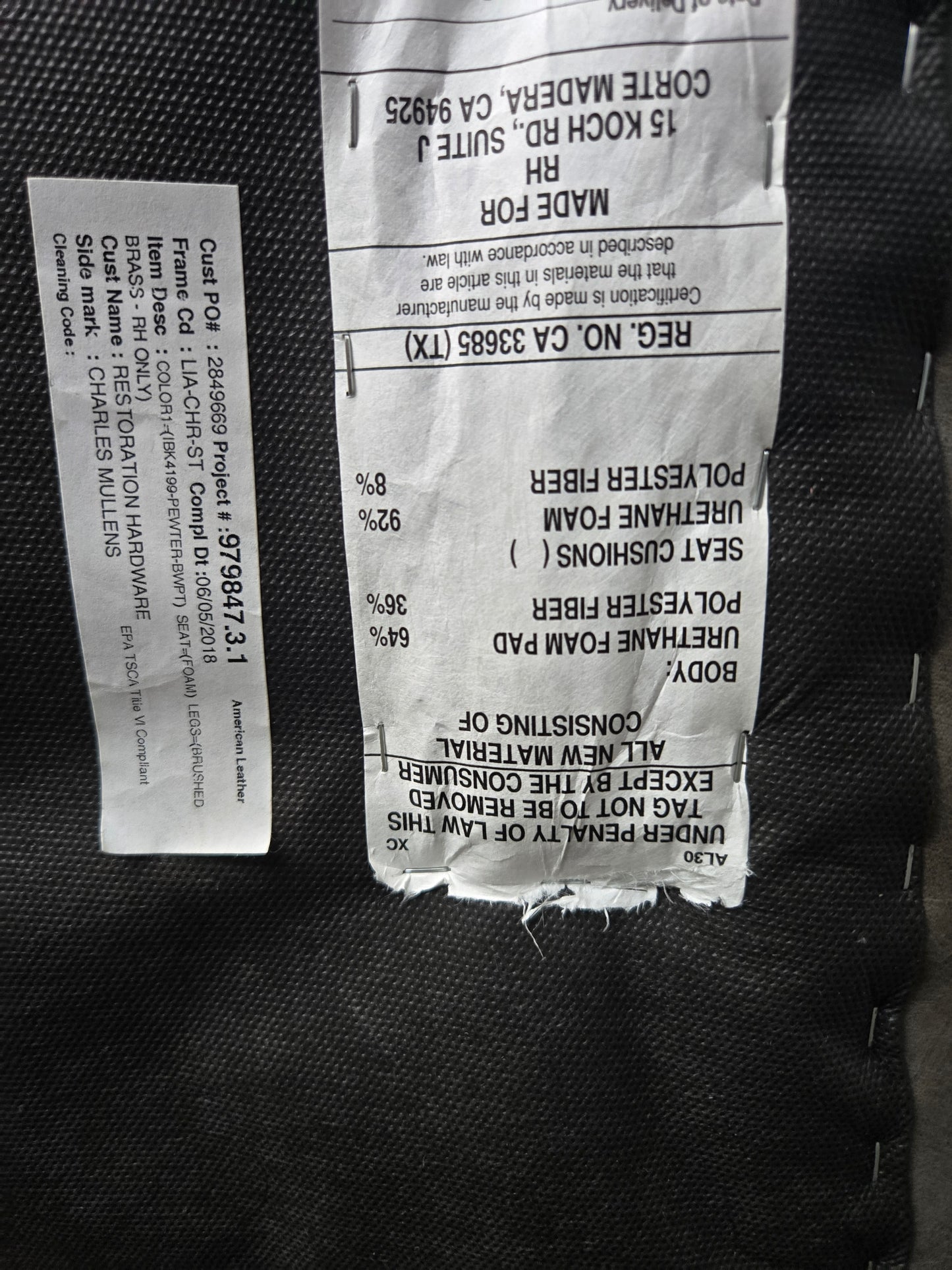 Restoration Hardware Liam Leather Lounge Chair