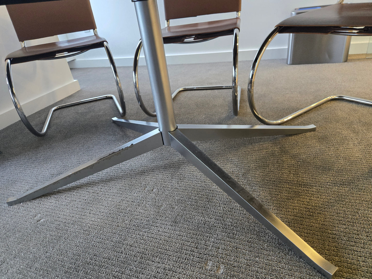 Florence Knoll 78-in Oval Table-Desk with Grey Marble Top