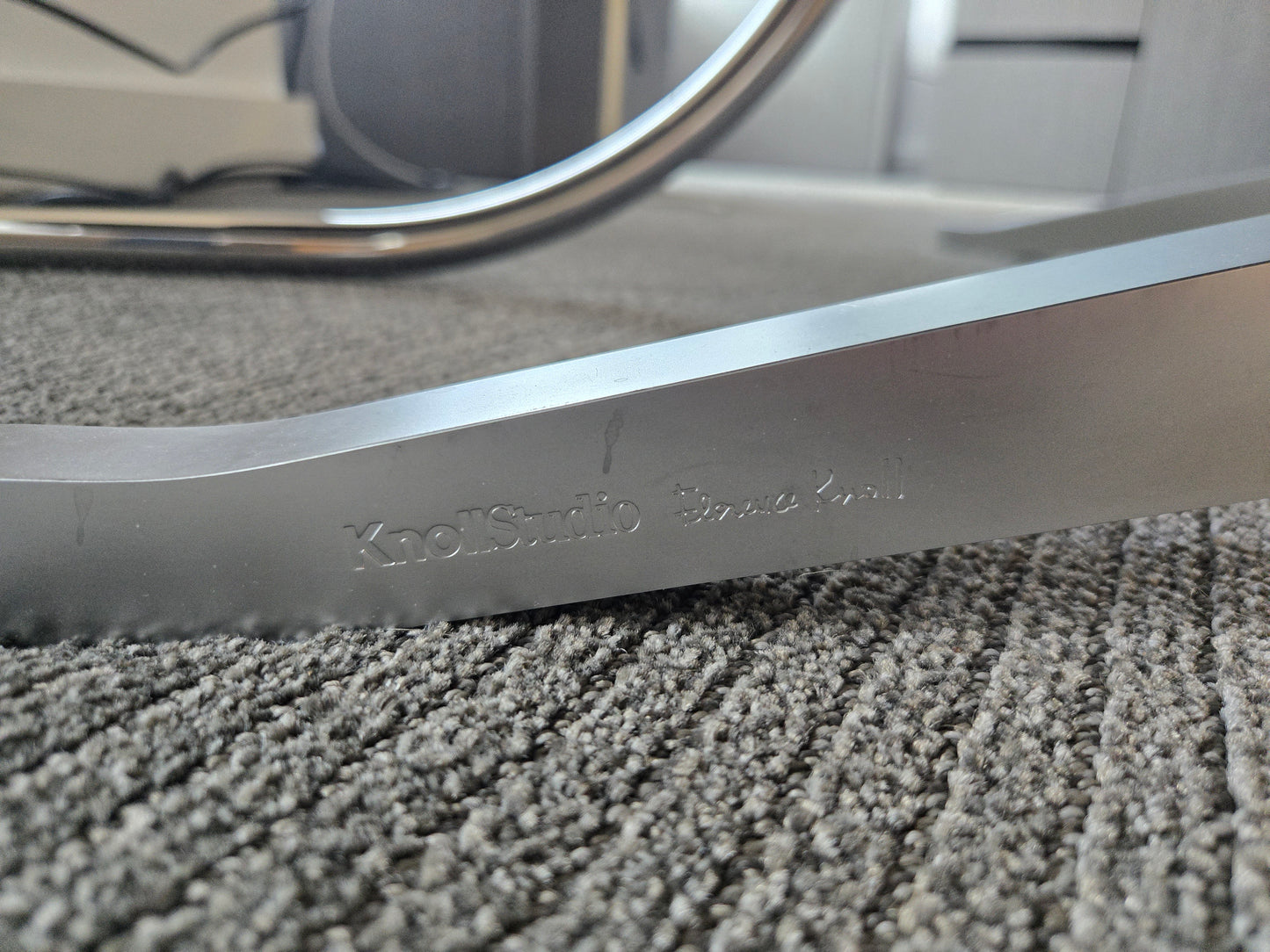 Florence Knoll 78-in Oval Table-Desk with Grey Marble Top