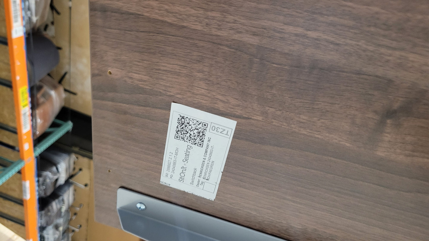 SitOnIt Switchback 3-Leg L-Shaped Height-Adjustable Desk in Walnut Laminate