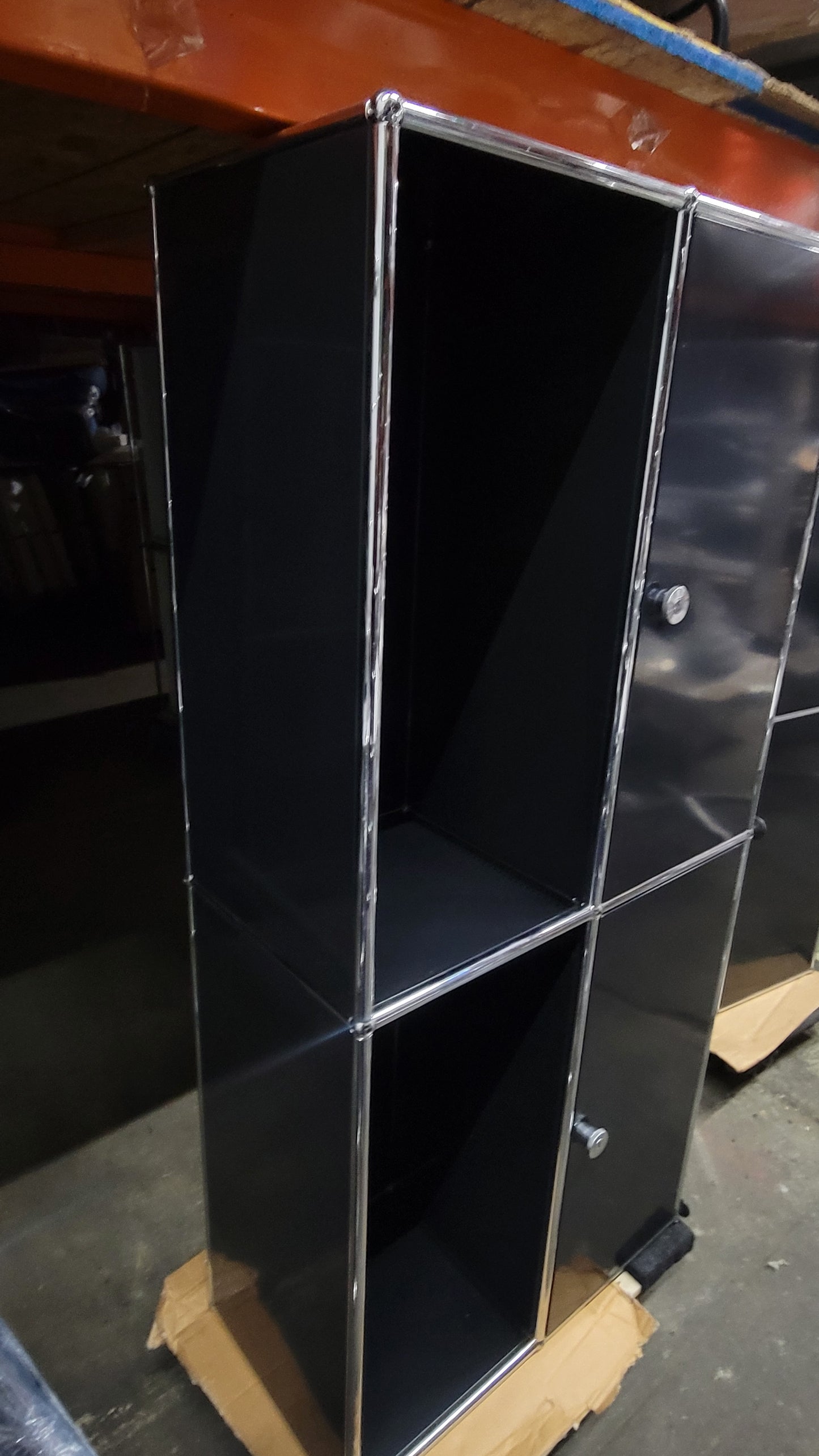 USM Haller Cabinet 2x2 with 2 Shelves & 2 Doors in Black