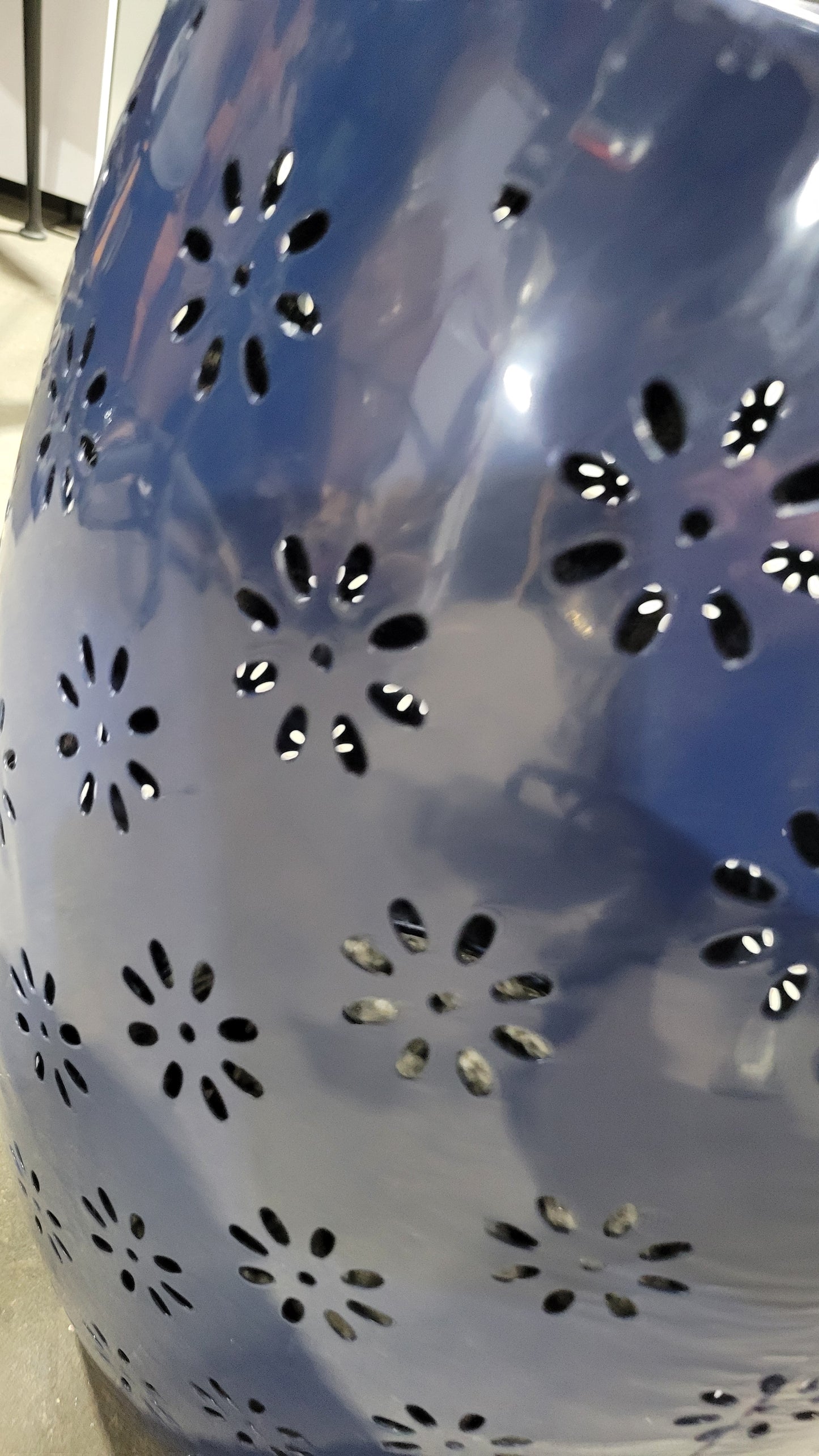 Floral Cut Metal Drum Side Table