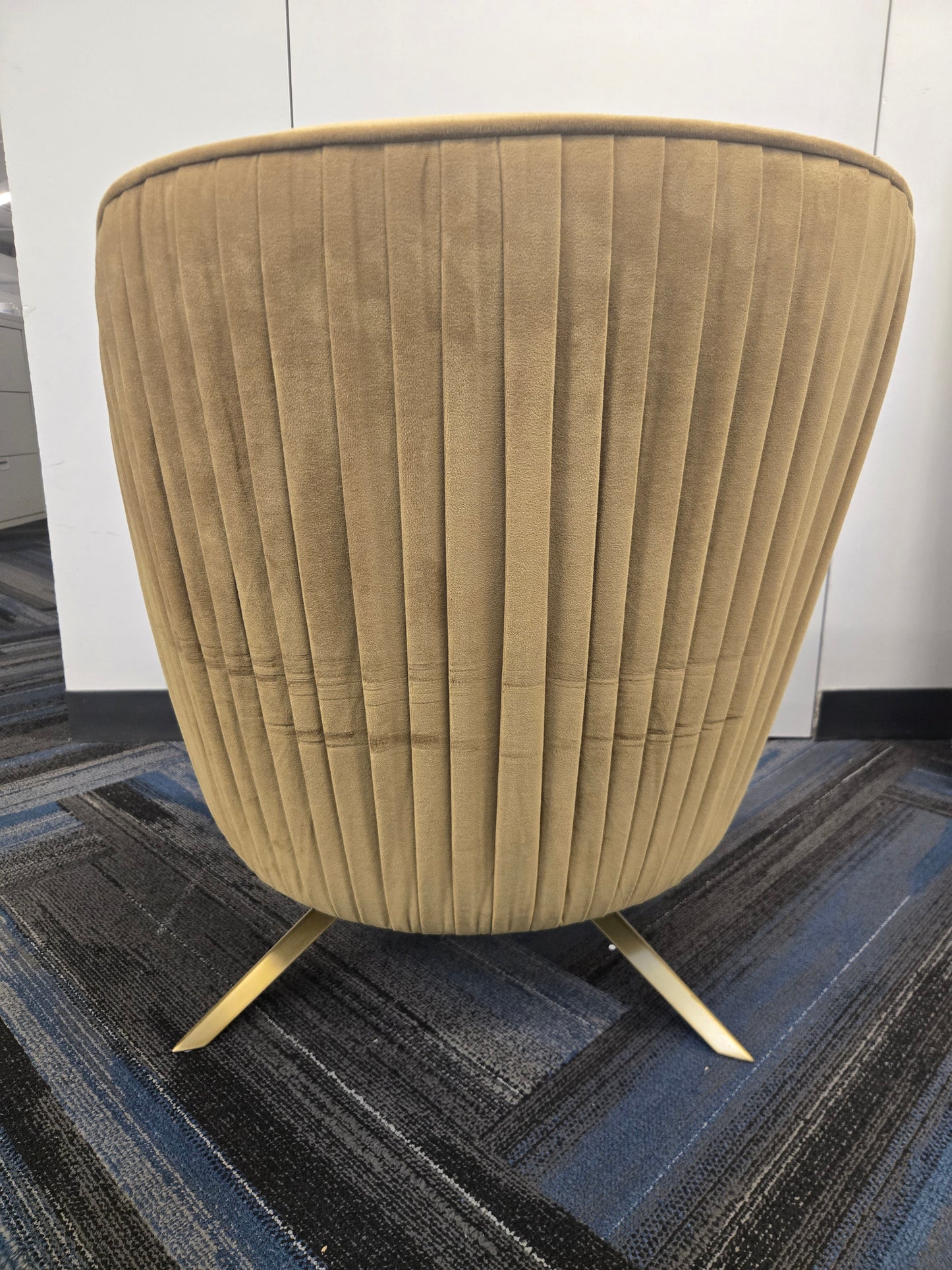 West Elm Roar & Rabbit Swivel Lounge Chair in Pleated Mustard Velour