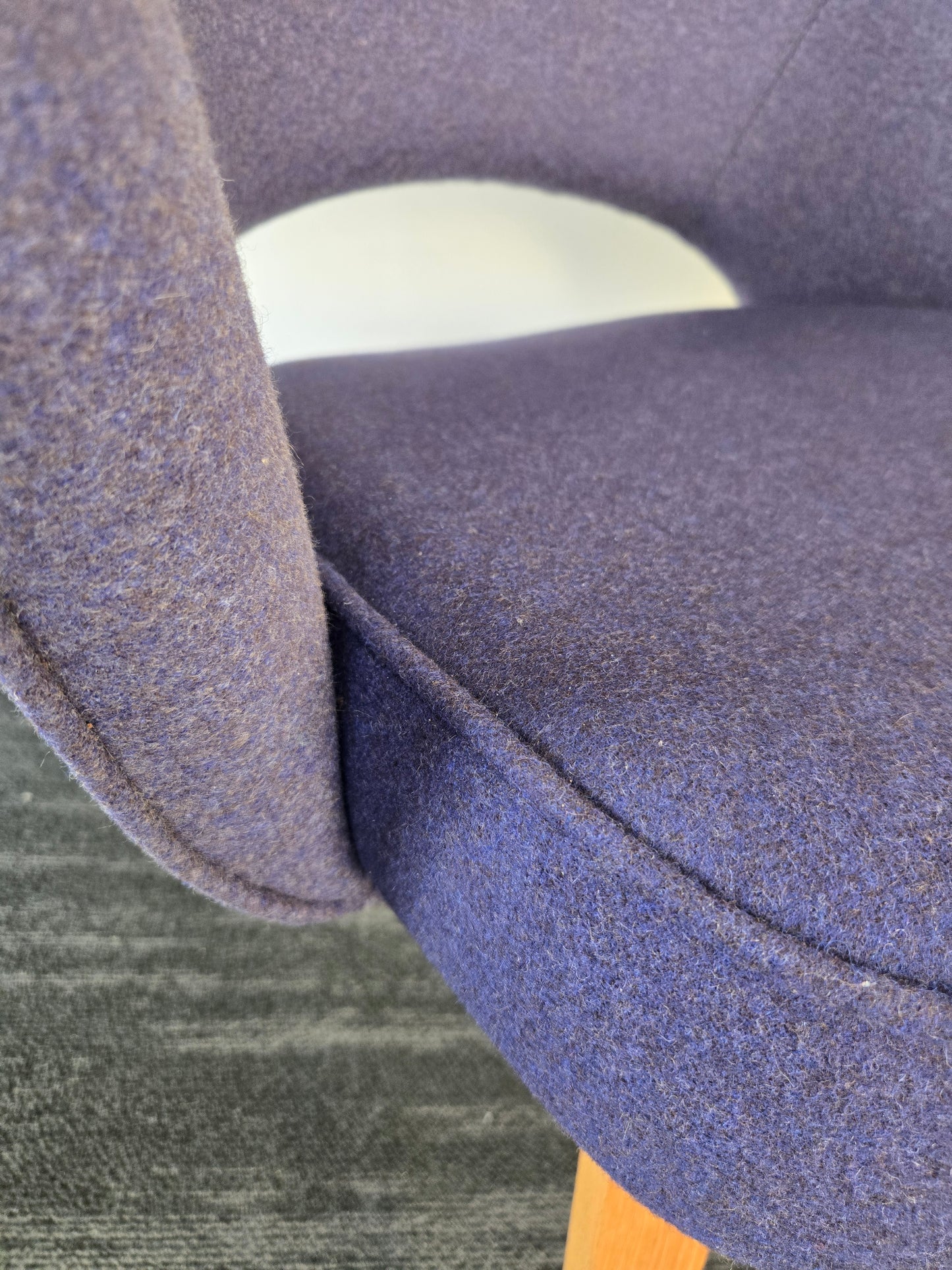 Knoll Saarinen Executive Armchair with Wood Legs and Two-Tone Blue Fabric