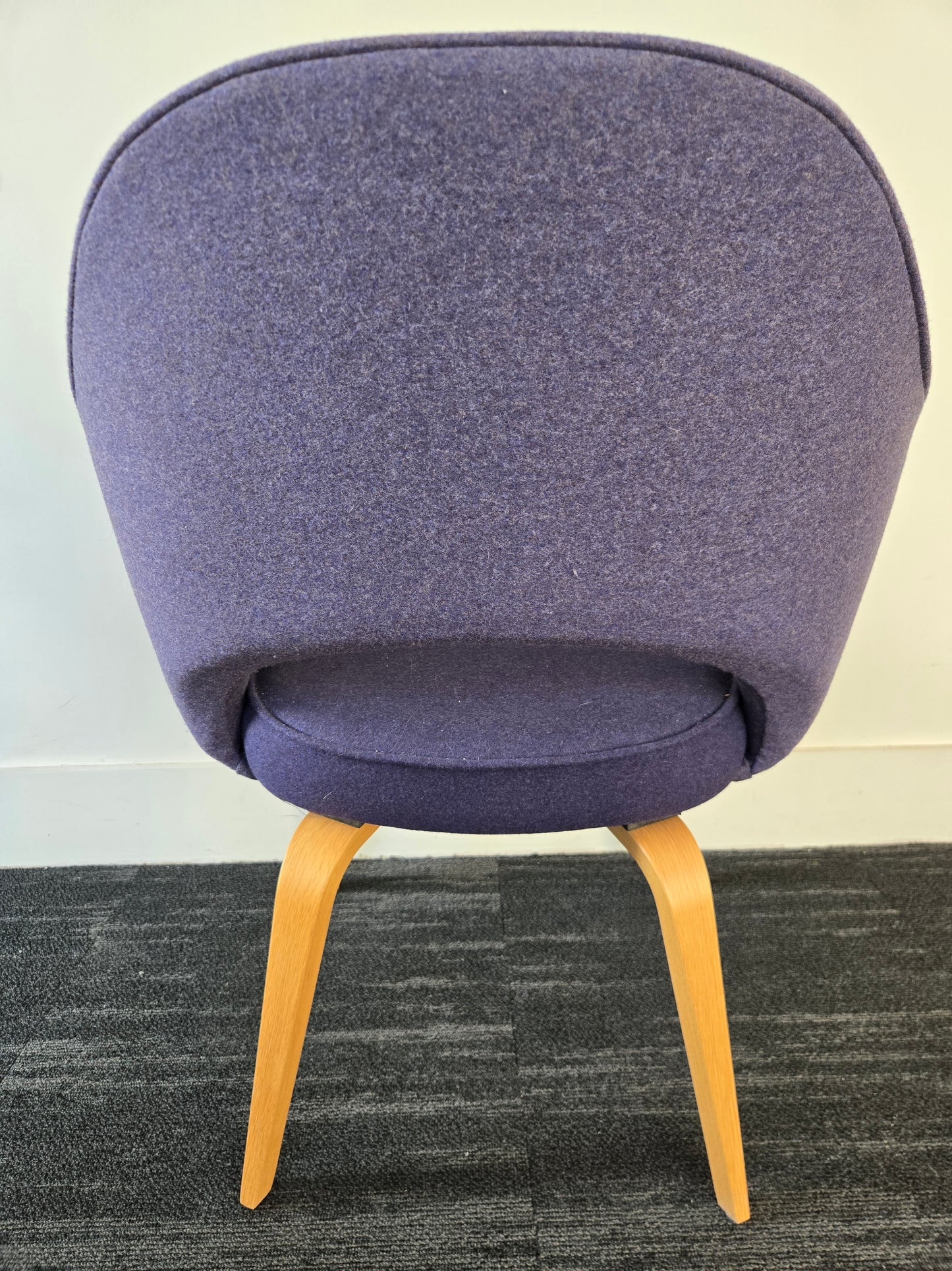 Knoll Saarinen Executive Armchair with Wood Legs and Two-Tone Blue Fabric