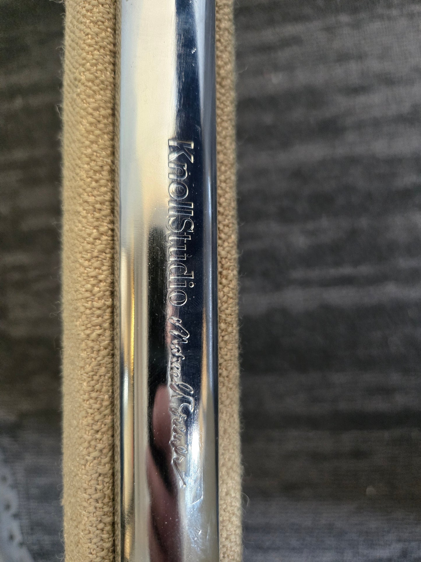 Knoll Cesca Upholstered Side Armchair with Blue Seat and Beige Back