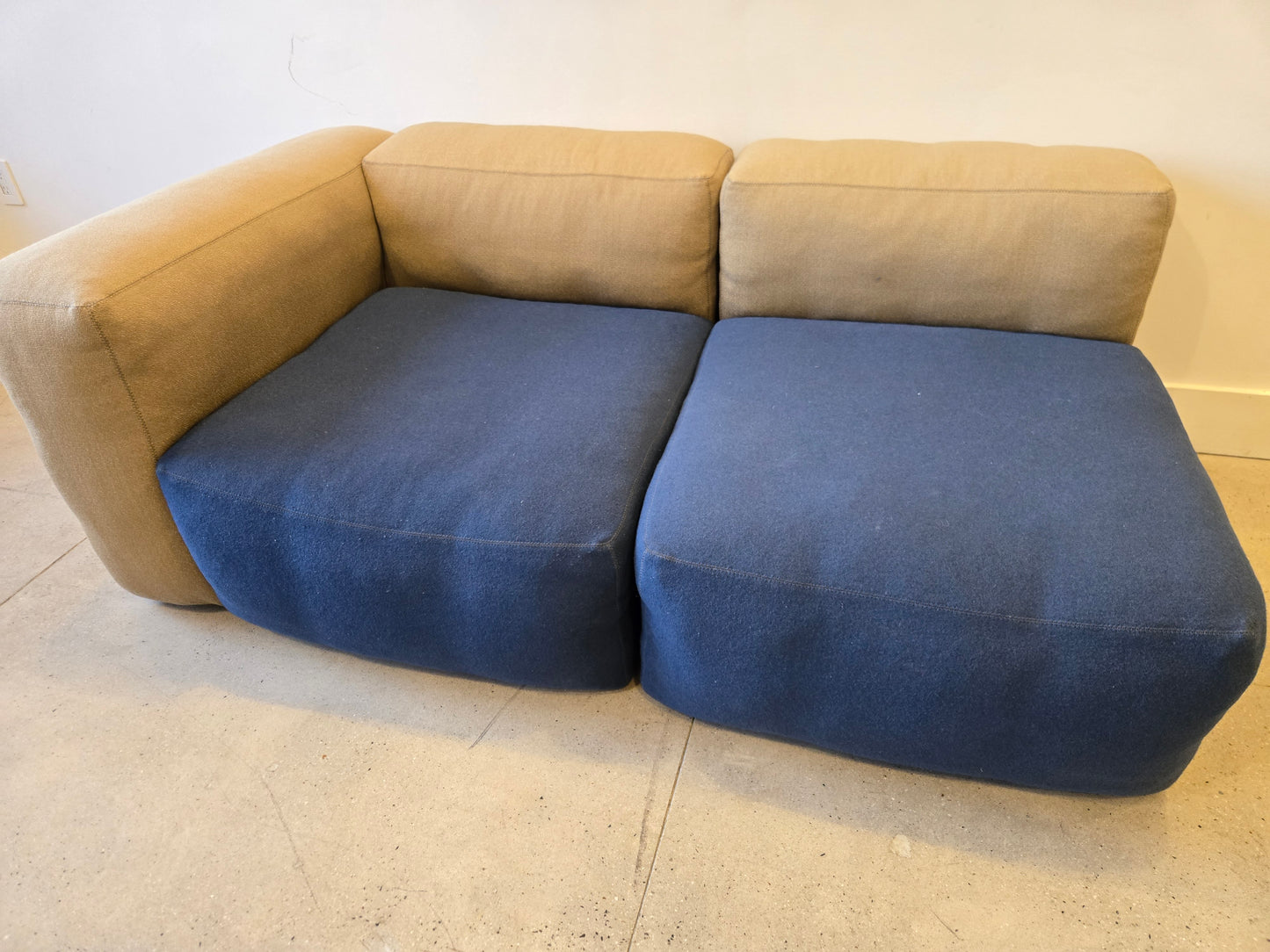 HAY Mags Soft 2-Piece Section Sofa in Beige-Blue