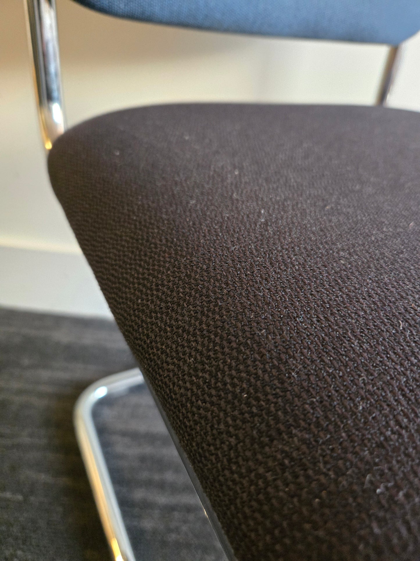 Knoll Cesca Upholstered Side Chair with Black Seat and Blue Back