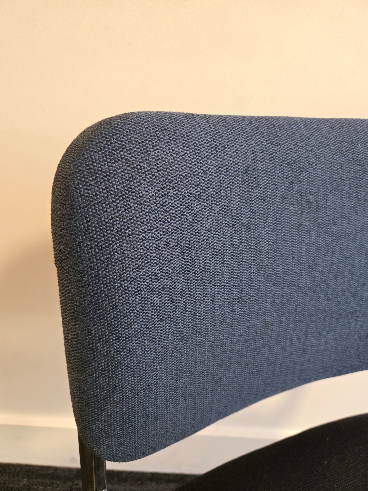 Knoll Cesca Upholstered Side Chair with Black Seat and Blue Back