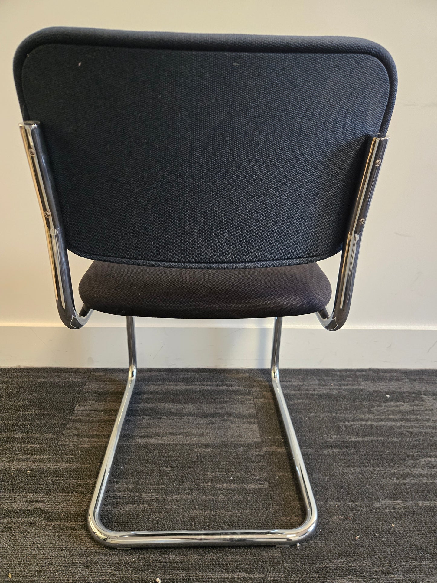 Knoll Cesca Upholstered Side Chair with Black Seat and Blue Back