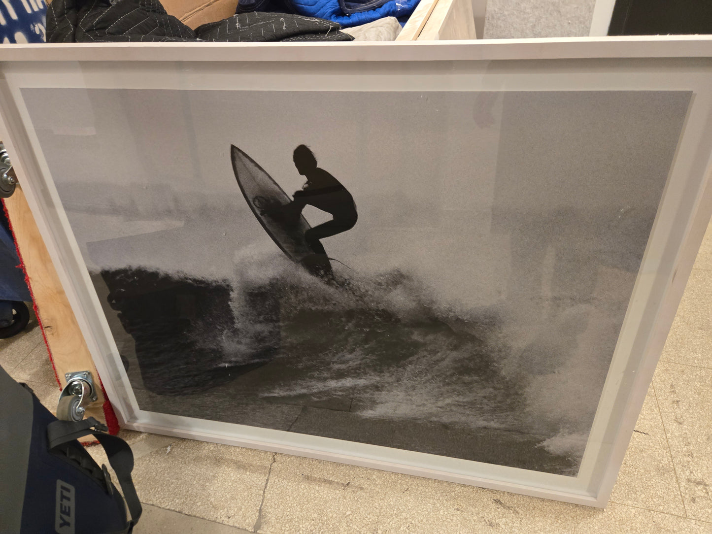 Framed Black & White Surfer Photography Print
