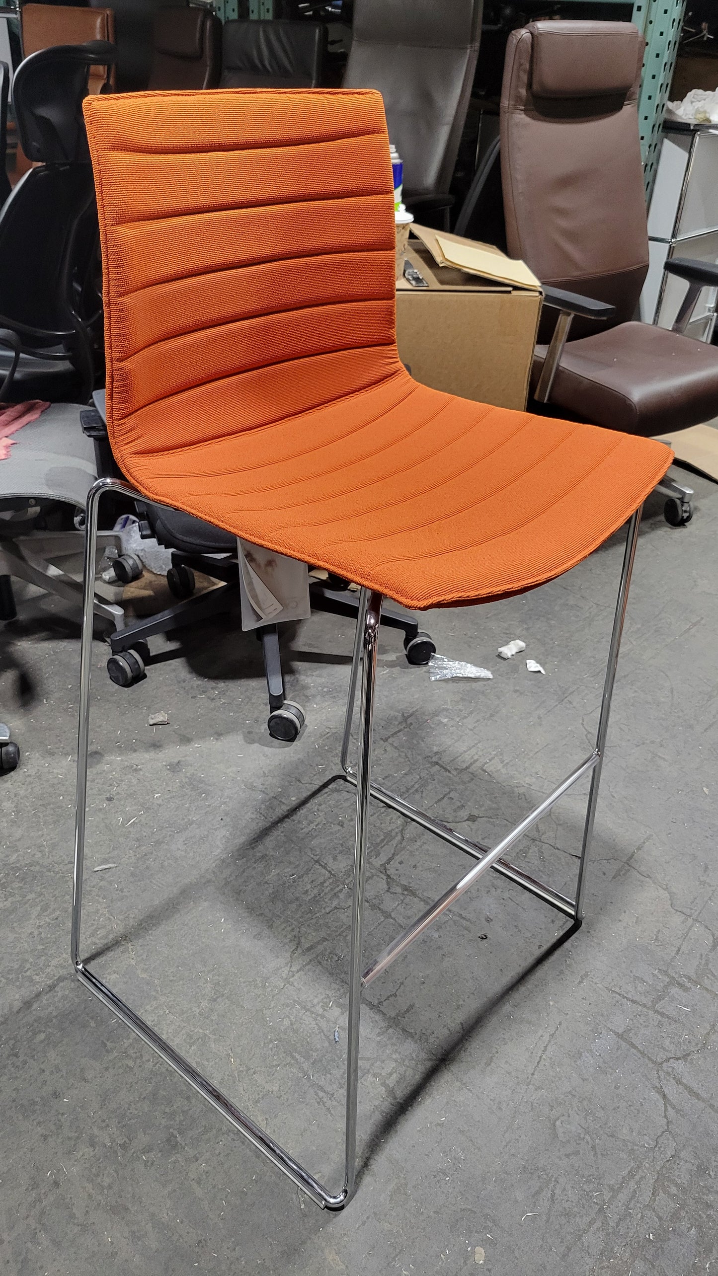 Arper Catifa 46 Upholstered Bar Height Stool in Orange (New)