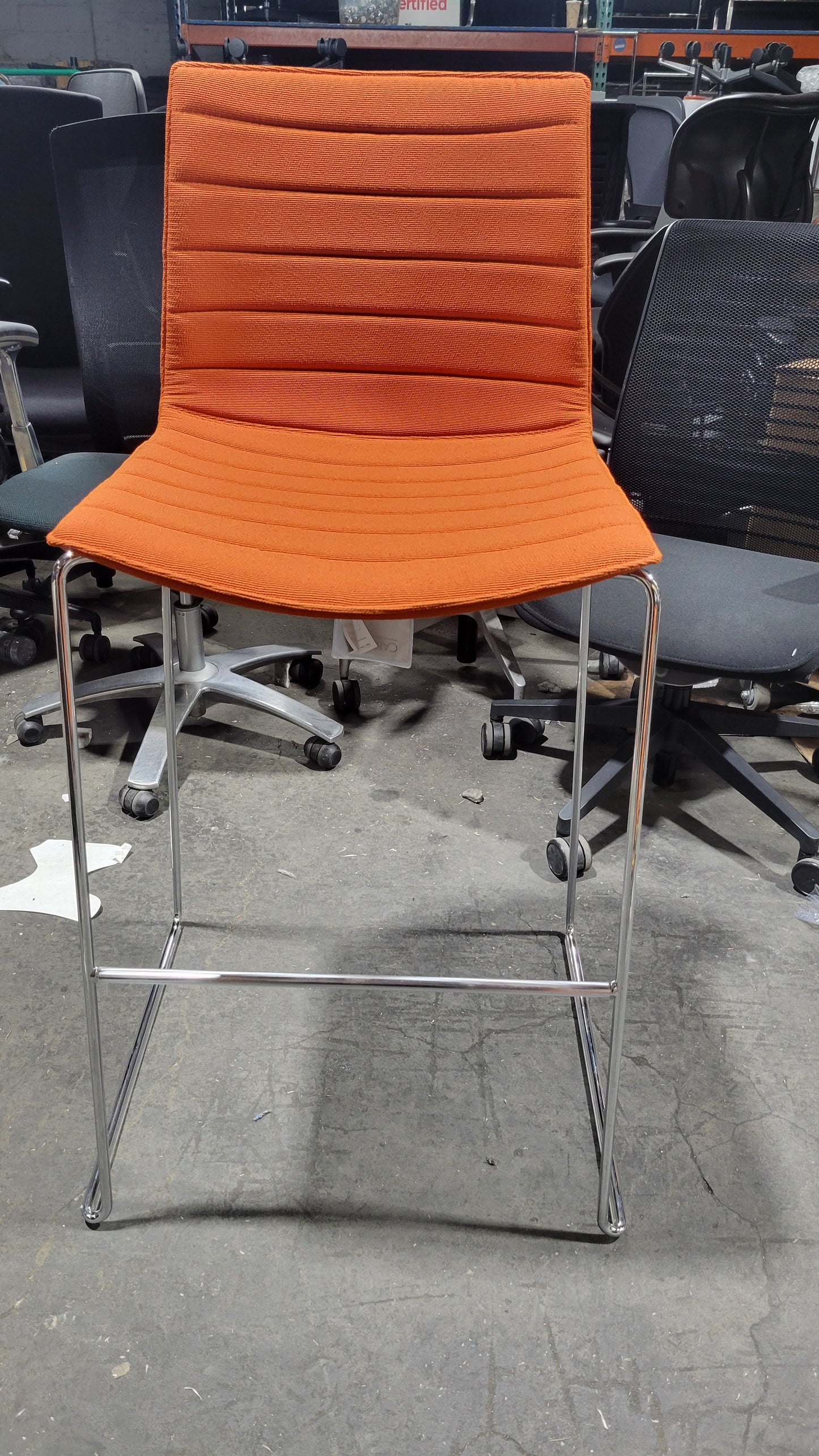 Arper Catifa 46 Upholstered Bar Height Stool in Orange (New)