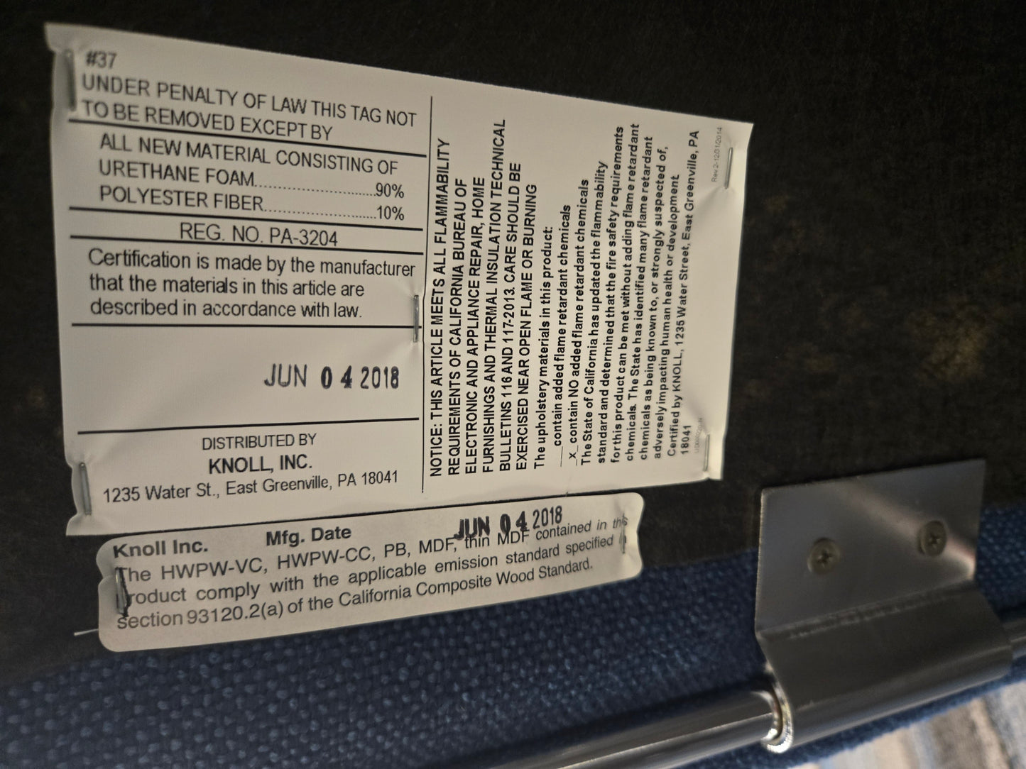 Knoll Rockwell Unscripted Club Chair in Blue Fabric