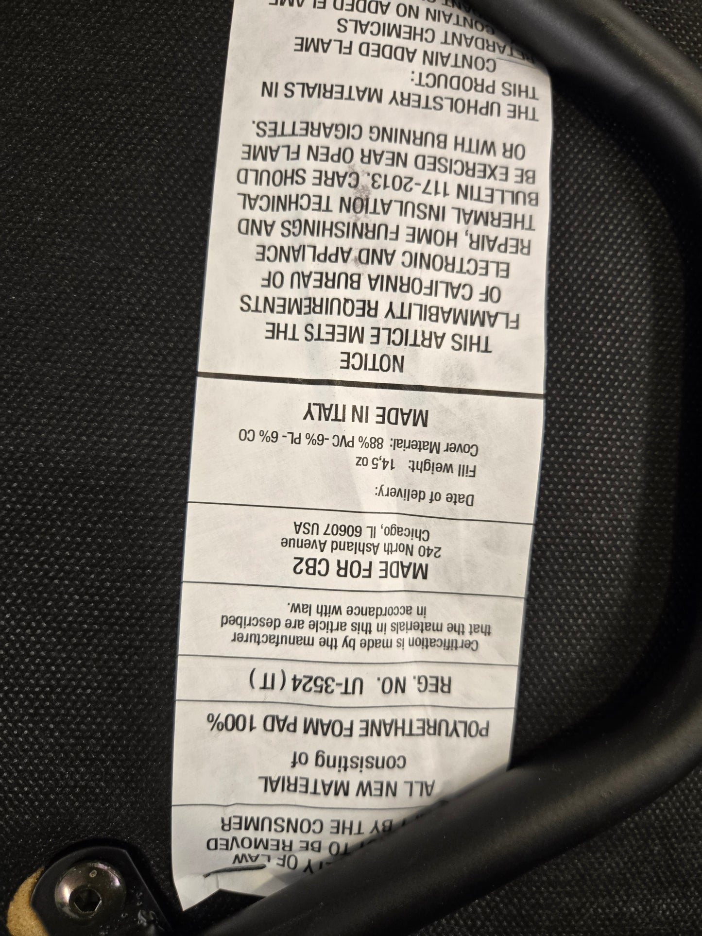 CB2 Primitivo Chair in Grey Faux Leather