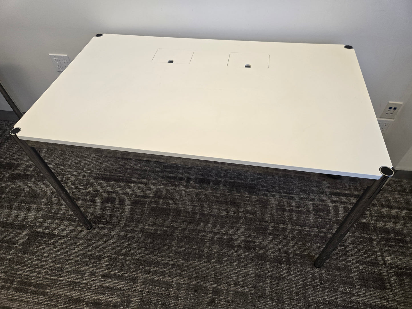USM Haller T49 30x49-in Desk in Pure White MDF with Cable Access Doors