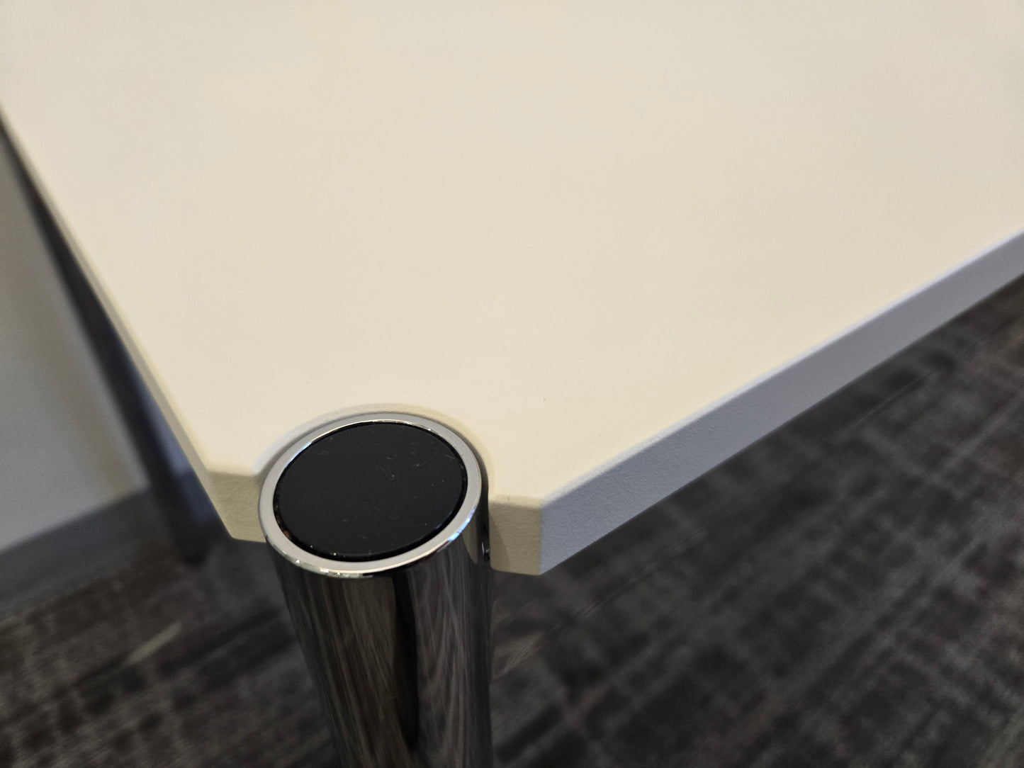 USM Haller T49 30x49-in Desk in Pure White MDF with Cable Access Doors