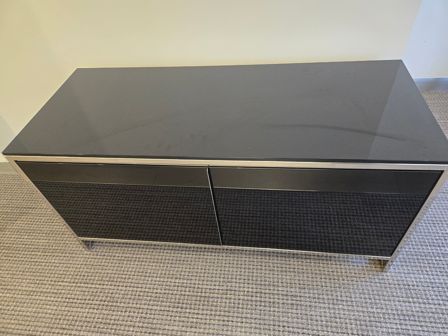 Custom Italian 4-ft 2-Door Console with Black Glass Top