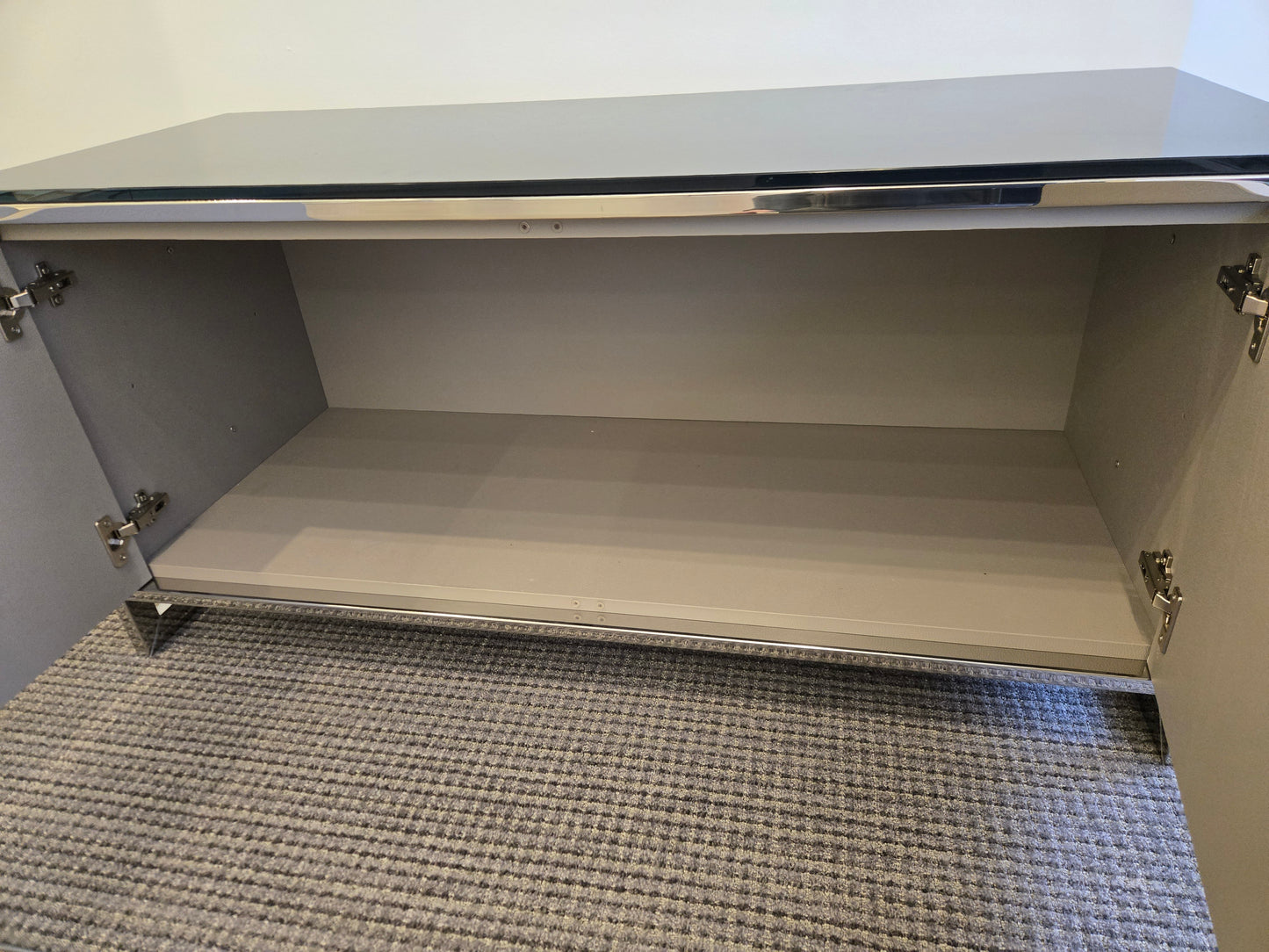 Custom Italian 4-ft 2-Door Console with Black Glass Top