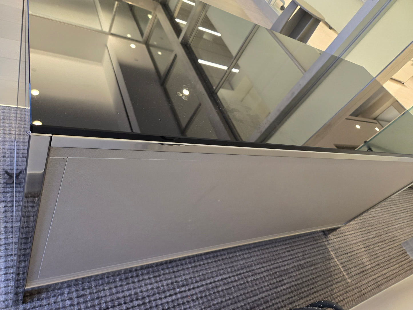 Custom Italian 4-ft 2-Door Console with Black Glass Top