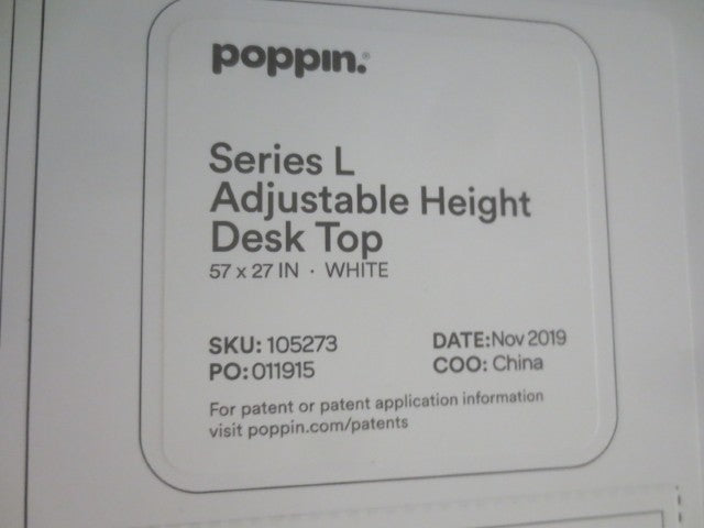 Poppin Series L 57x27-in Sit-Stand Desk in White