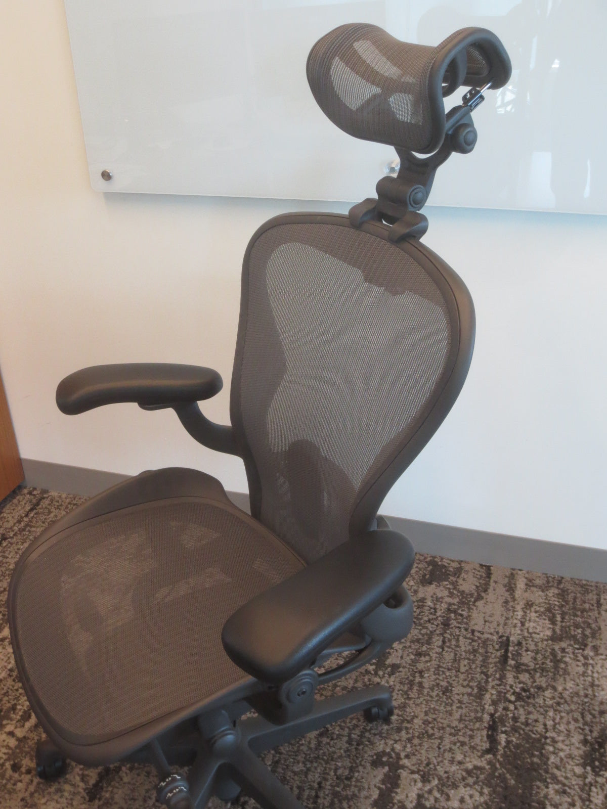 Herman Miller Remastered Aeron Chair with Headrest, Size B, in Graphite