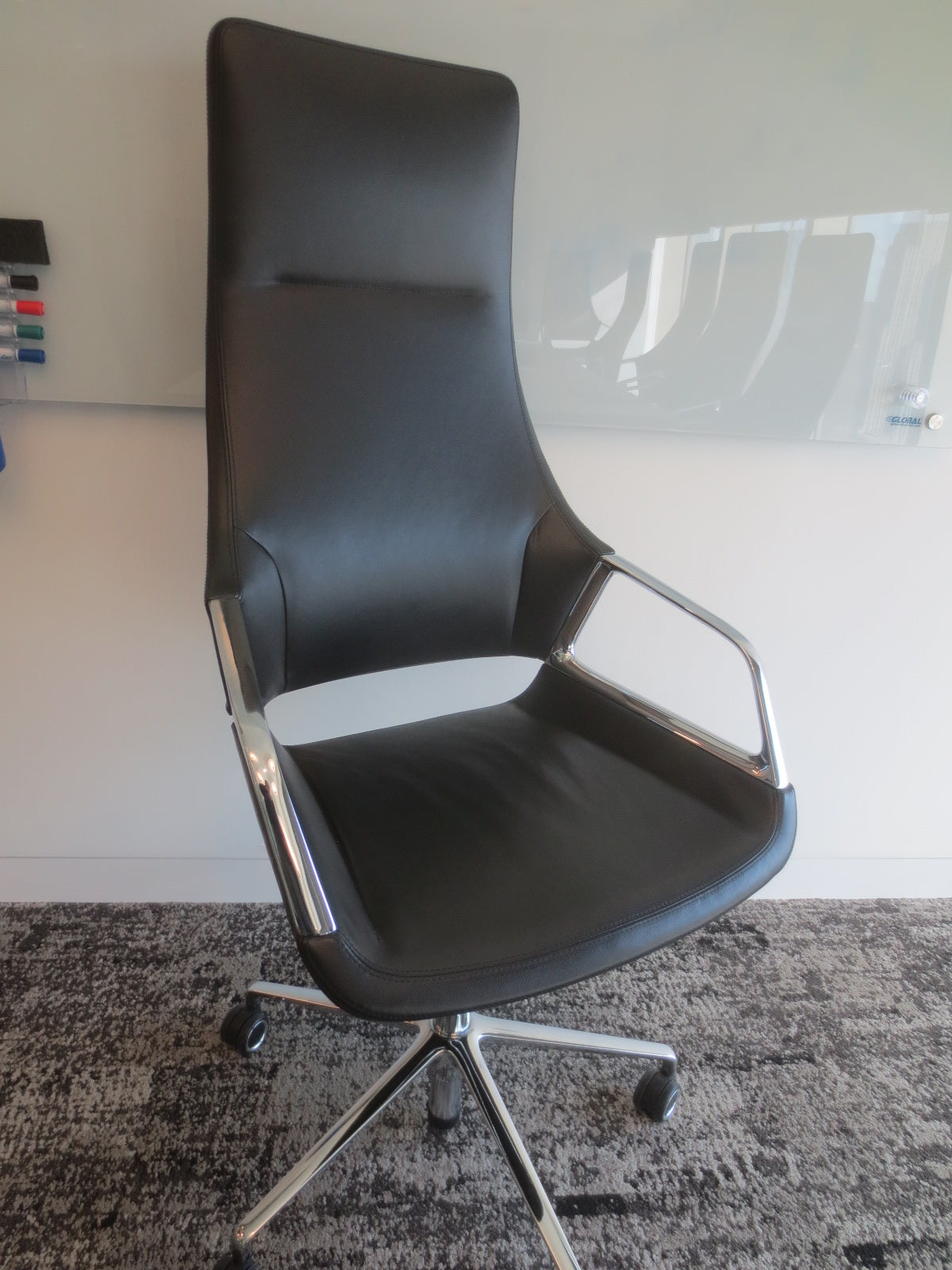 Wilkhahn Graph High Back Executive Chair in Black Leather