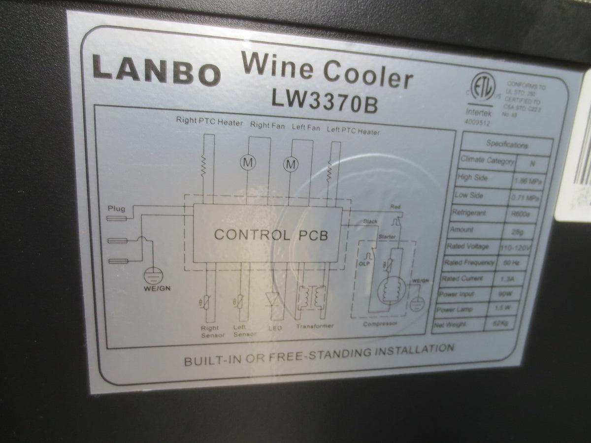 LANBO LW3370B Dual Zone Built-In or Freestanding Wine Cooler Refrigerator