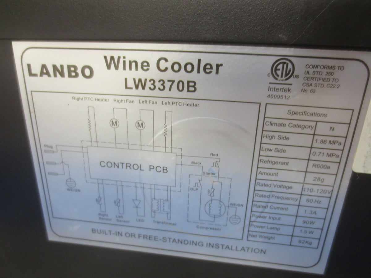 LANBO LW3370B Dual Zone Built-In or Freestanding Wine Cooler Refrigerator