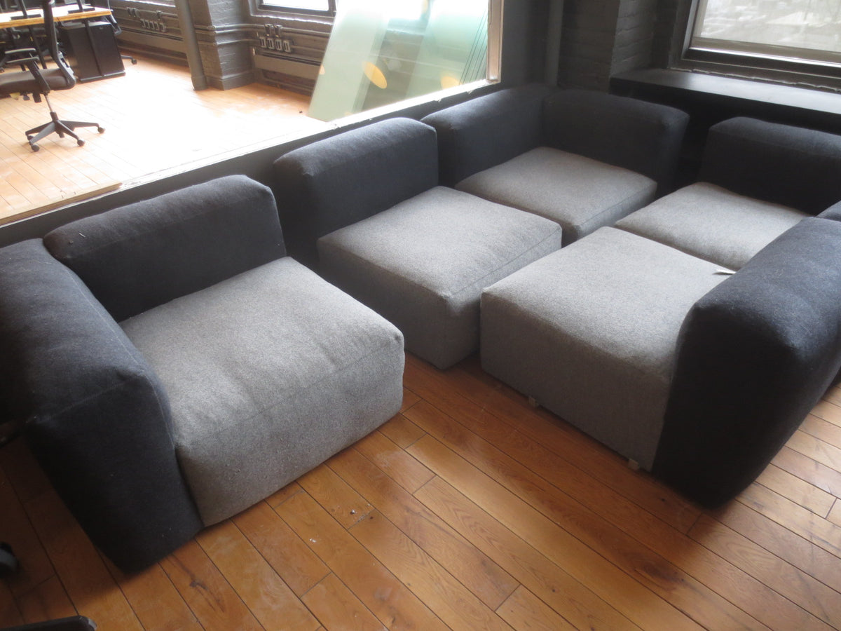 HAY Mags Soft 5-Piece L-Shape Sofa in Dark and Light Grey