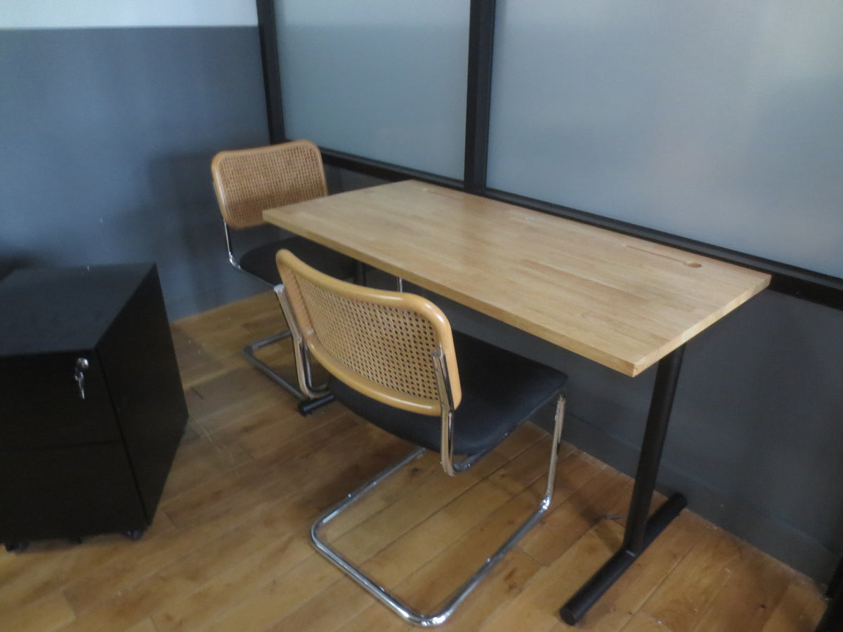 Knoll Cesca Side Chair with Upholstered Black Seat and Cane Woven Back