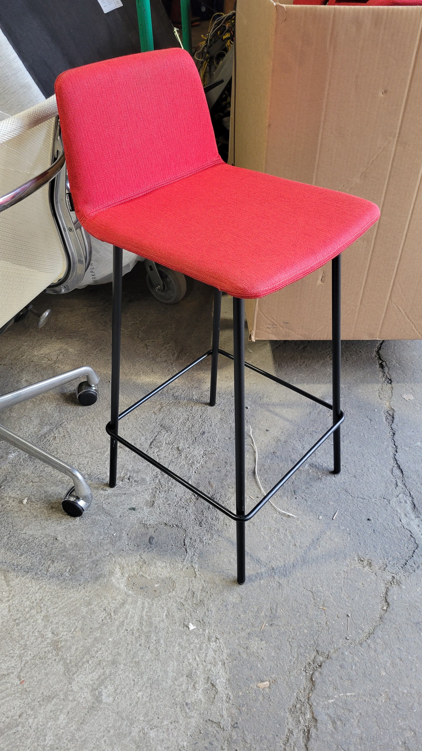 Johanson Design Mind Counter Height Stool in Red Fabric
