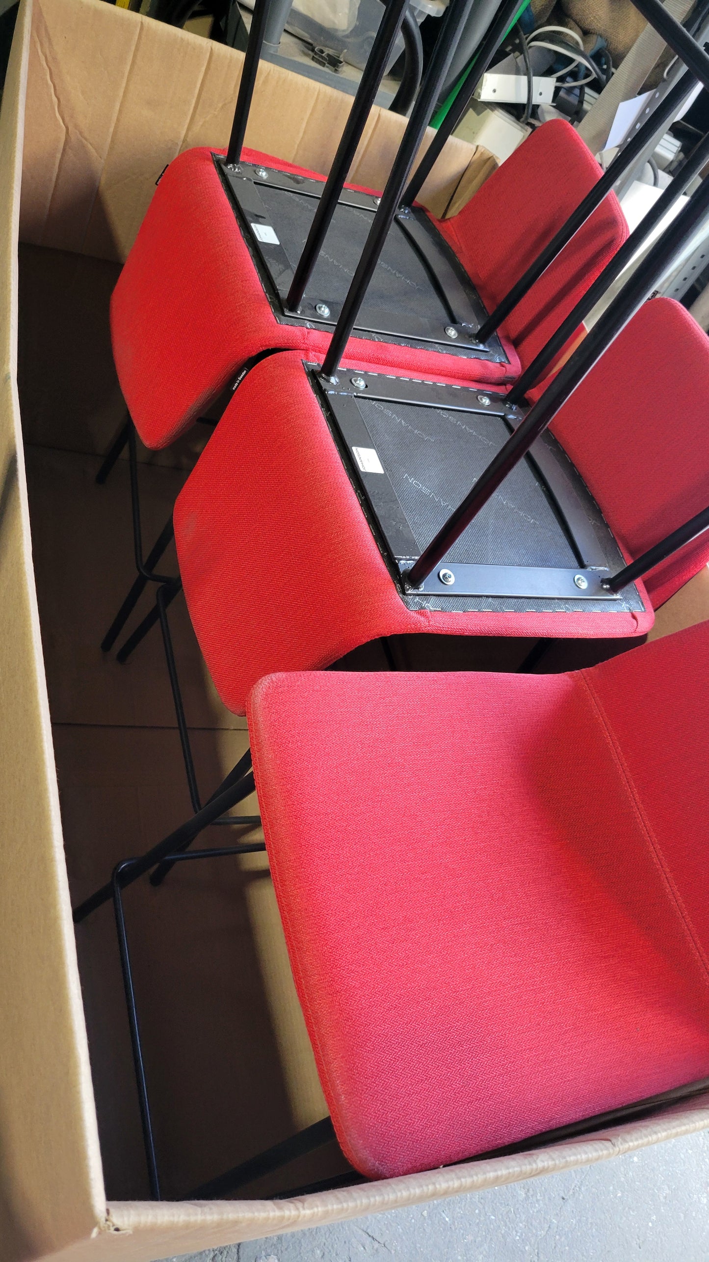 Johanson Design Mind Counter Height Stool in Red Fabric