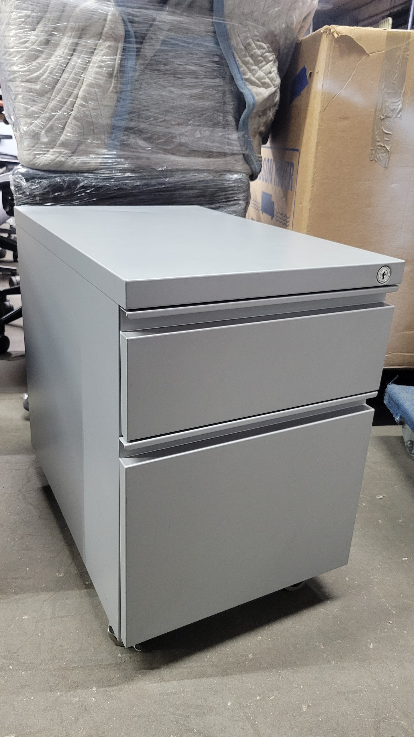 Steelcase Two-Drawer Mobile Pedestal Filing Cabinet in Silver