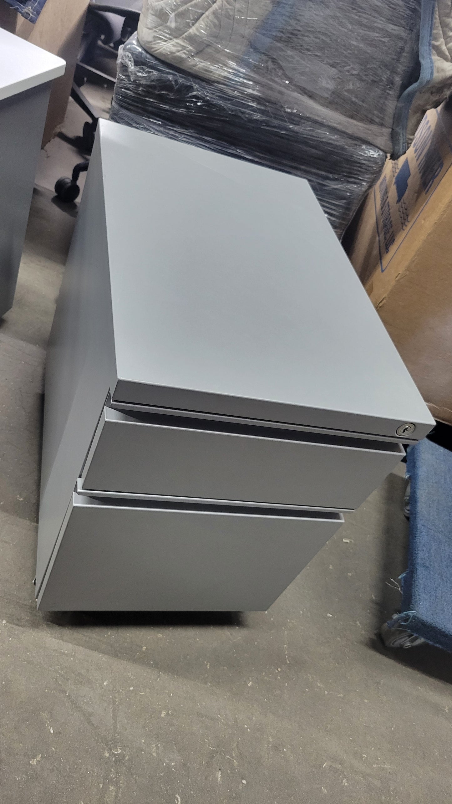 Steelcase Two-Drawer Mobile Pedestal Filing Cabinet in Silver