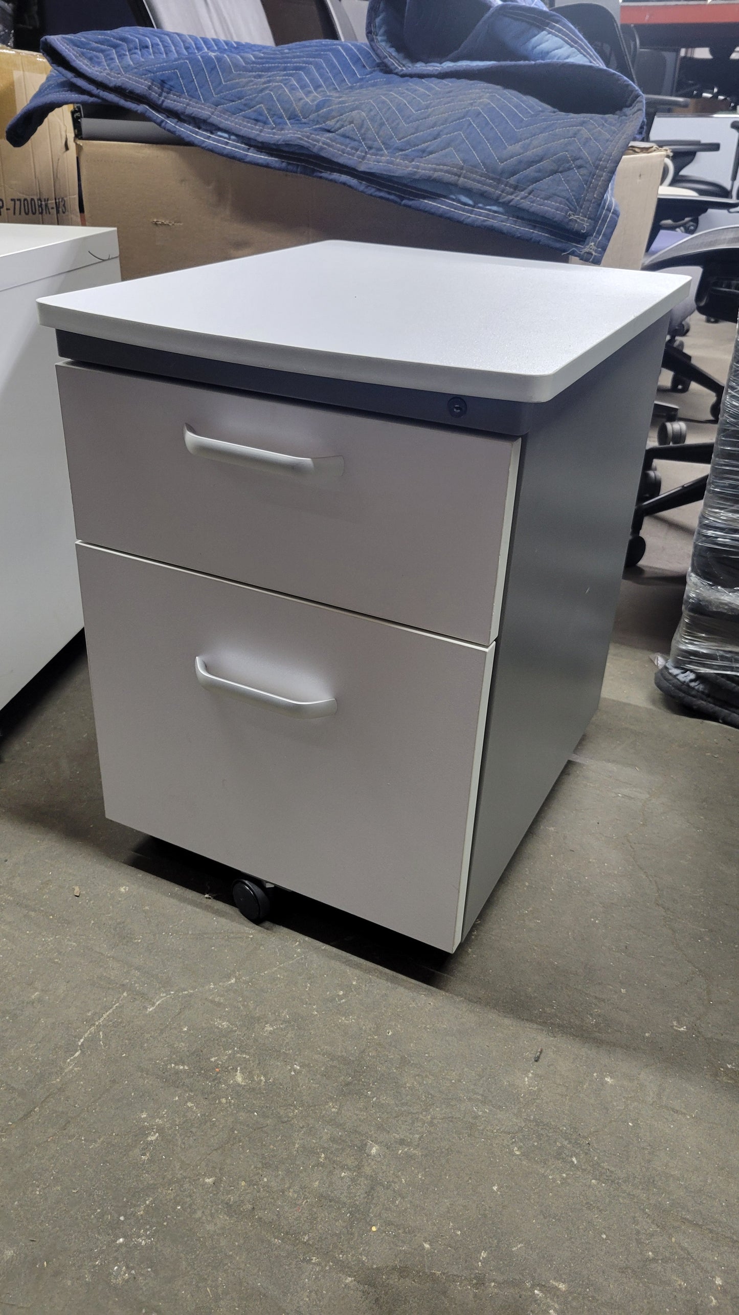 Two-Drawer Mobile Pedestal Filing Cabinet in Light Grey / Dark Grey