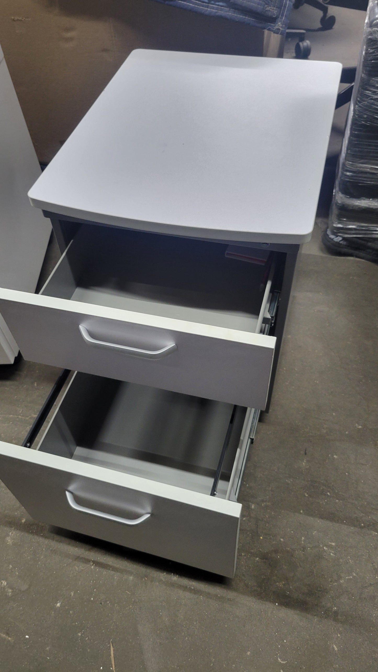 Two-Drawer Mobile Pedestal Filing Cabinet in Light Grey / Dark Grey