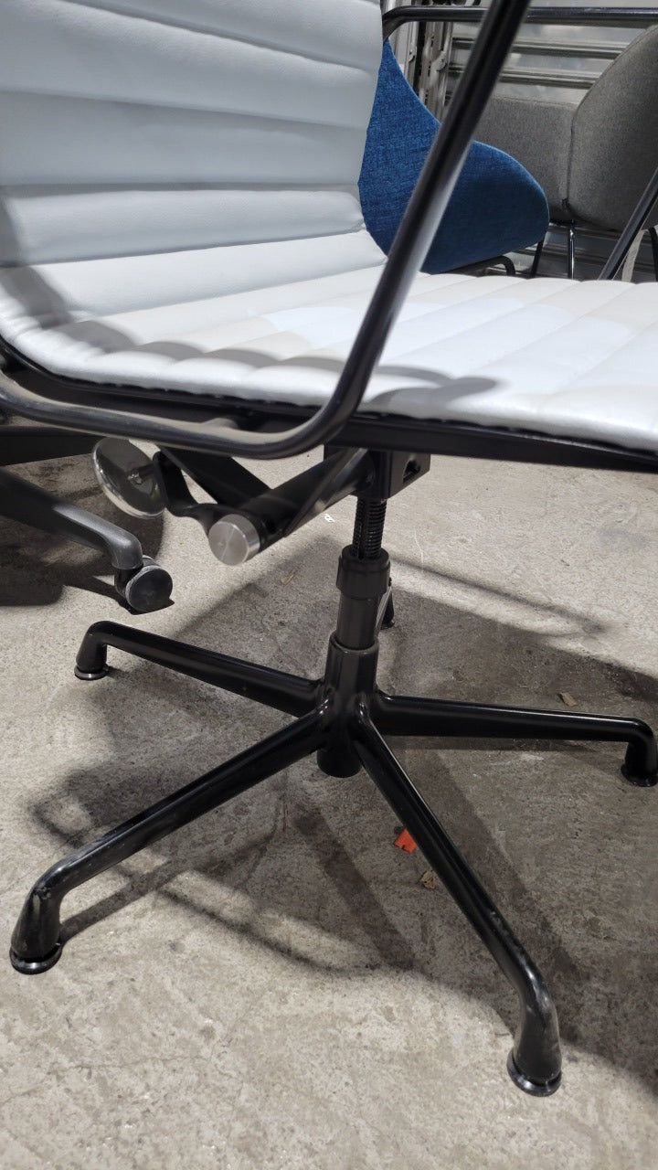 Herman Miller Eames Aluminum Group Management Side Chair in Light Blue Eco-Leather