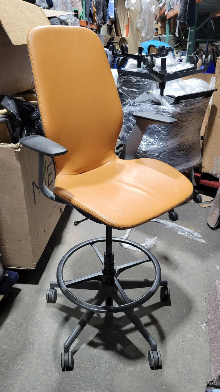 Steelcase Silq Drafting Stool in Tan Eco-Leather
