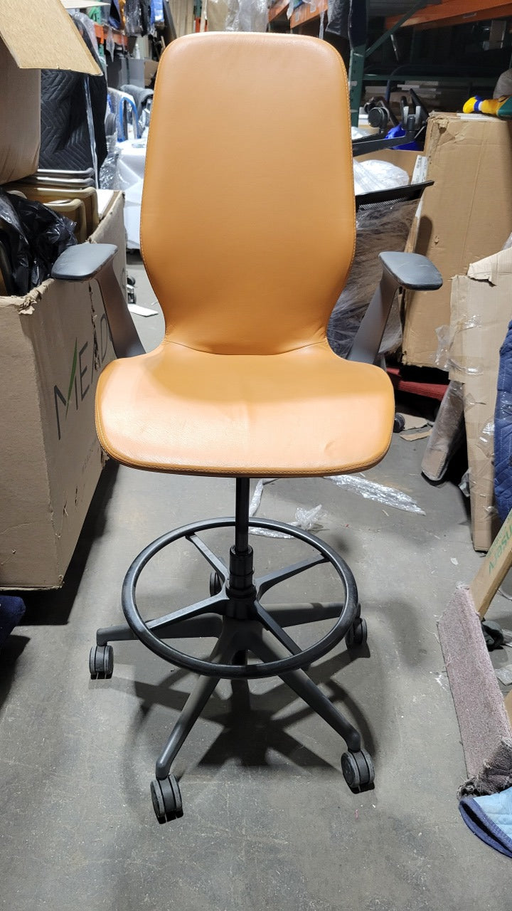 Steelcase Silq Drafting Stool in Tan Eco-Leather