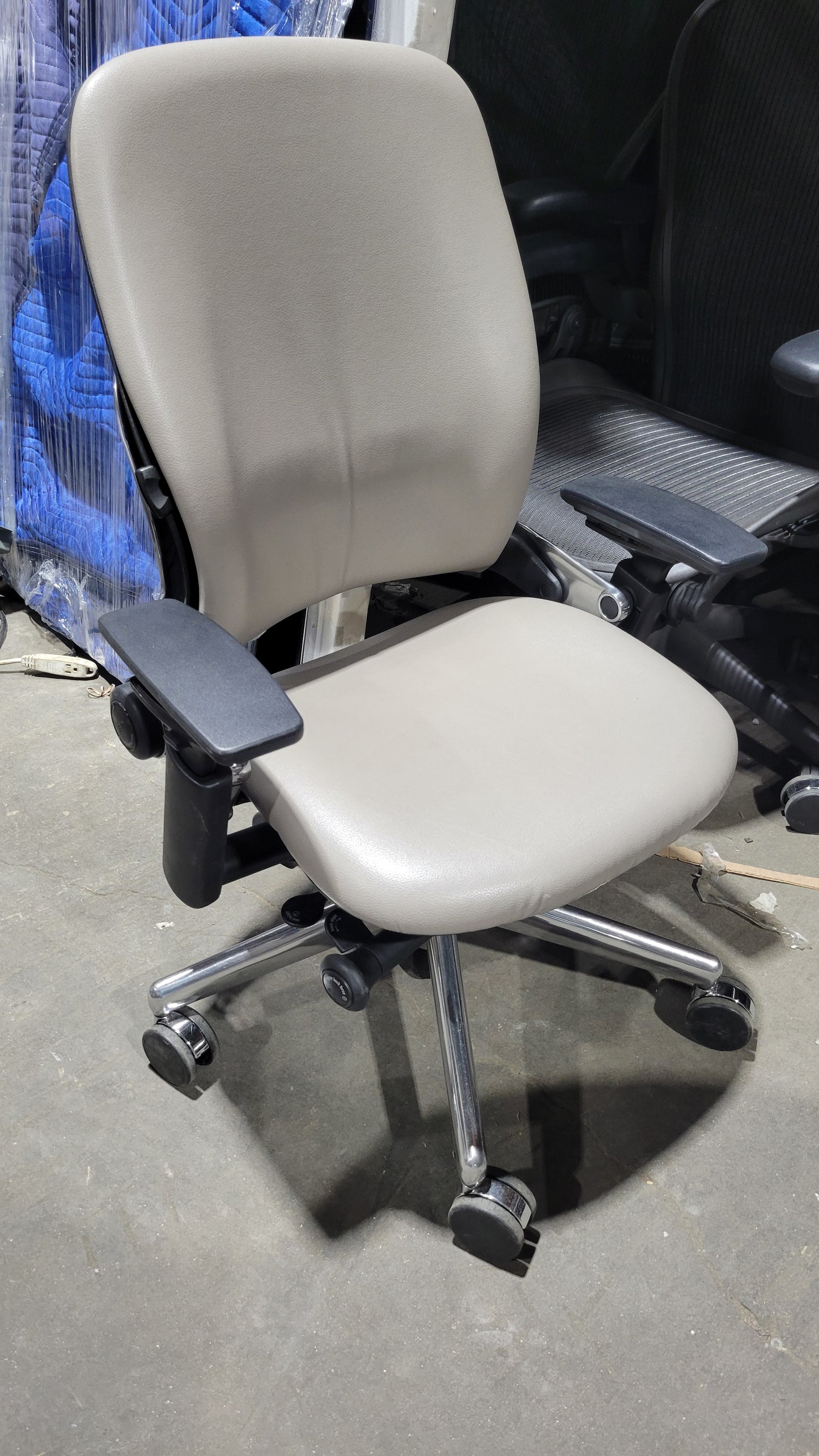 Steelcase Leap V2 Chair in Ash Eco-Leather with Aluminum Base