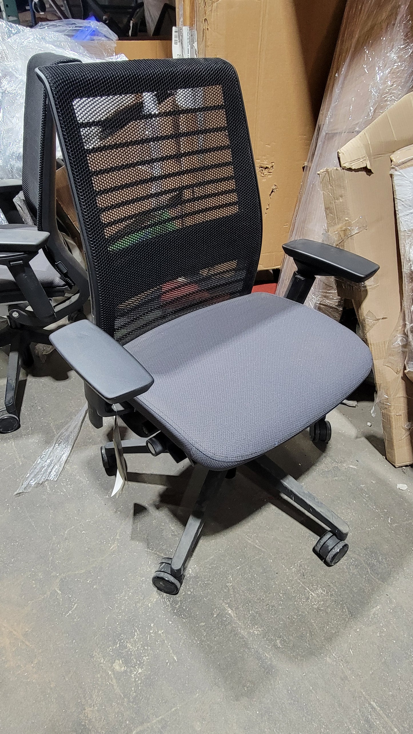 Steelcase Think V2 Chair in Black Back and Grey Fabric Seat
